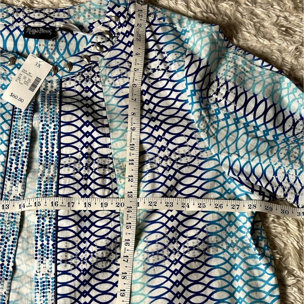 Maggie Barnes Linen Blend Blues Silver Cardigan Open Jacket Women Sz 3X (26/28) - Picture 3 of 11